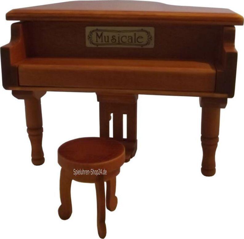 Holz-Flügel mit Spieluhr von Böhme Music, vorn geschlossen mit Hocker