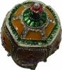 Fabergè Stil Schmuckei mit Krone und Spieluhr, Sicht auf das prächtige Dekor von oben